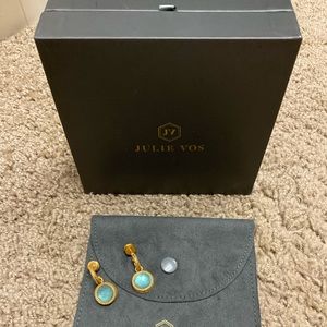 Julie Vos Hoop and Charm Earrings- Bahamian Blue